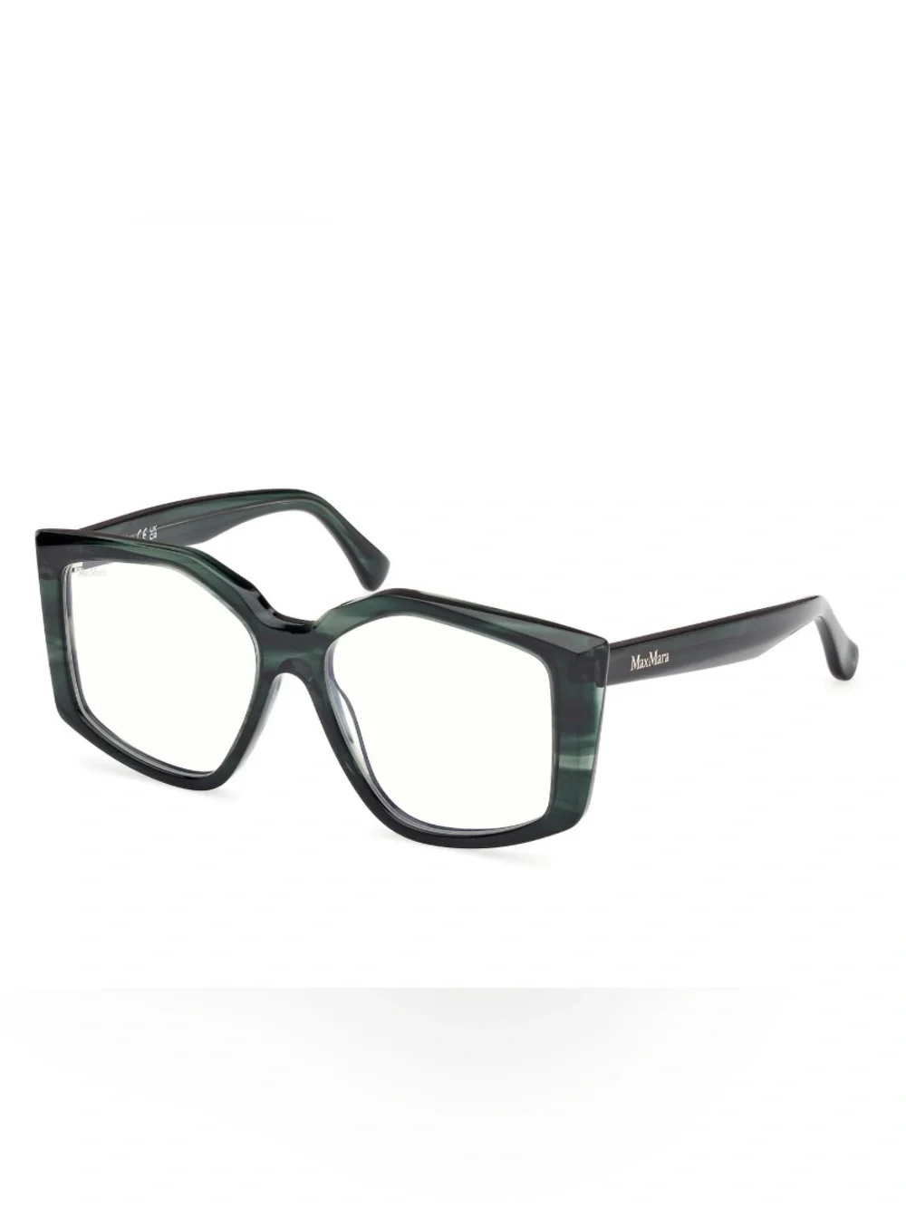 MaxMara Dark Green Tortoiseshell Oversized Square Glasses